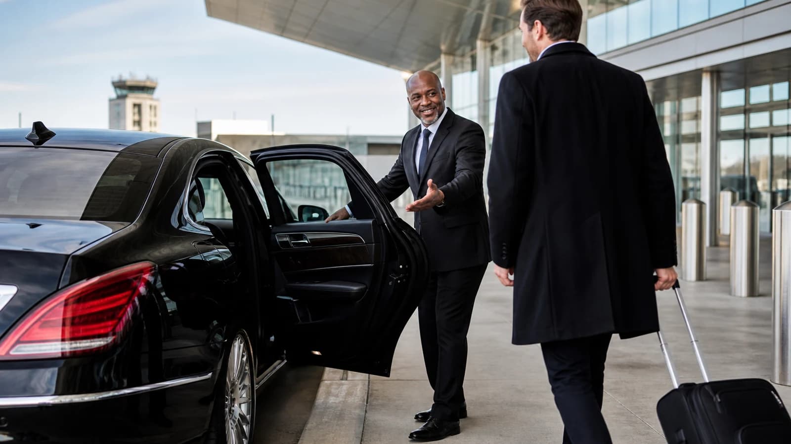 Passenger in a luxury sedan for Bradley airport car service