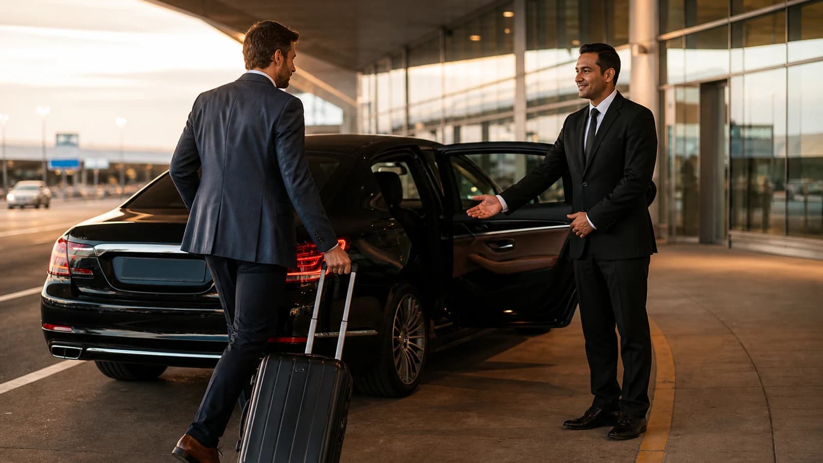 Passenger in a luxury sedan for Newark airport car service