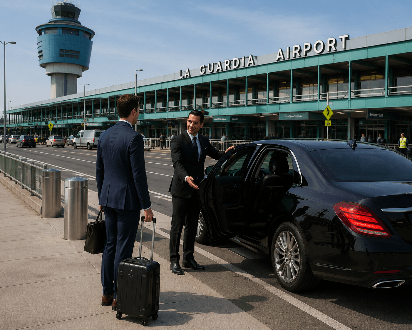 Black luxury car at LaGuardia Airport (LGA)